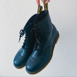 Navy Blue 1460 Smooth Leather Lace Up Boots